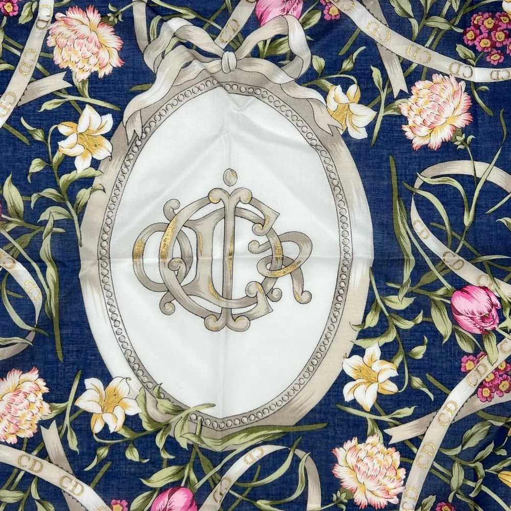 Authentic Christian Dior Floral Bandana/Small Scarf Vintage NWT